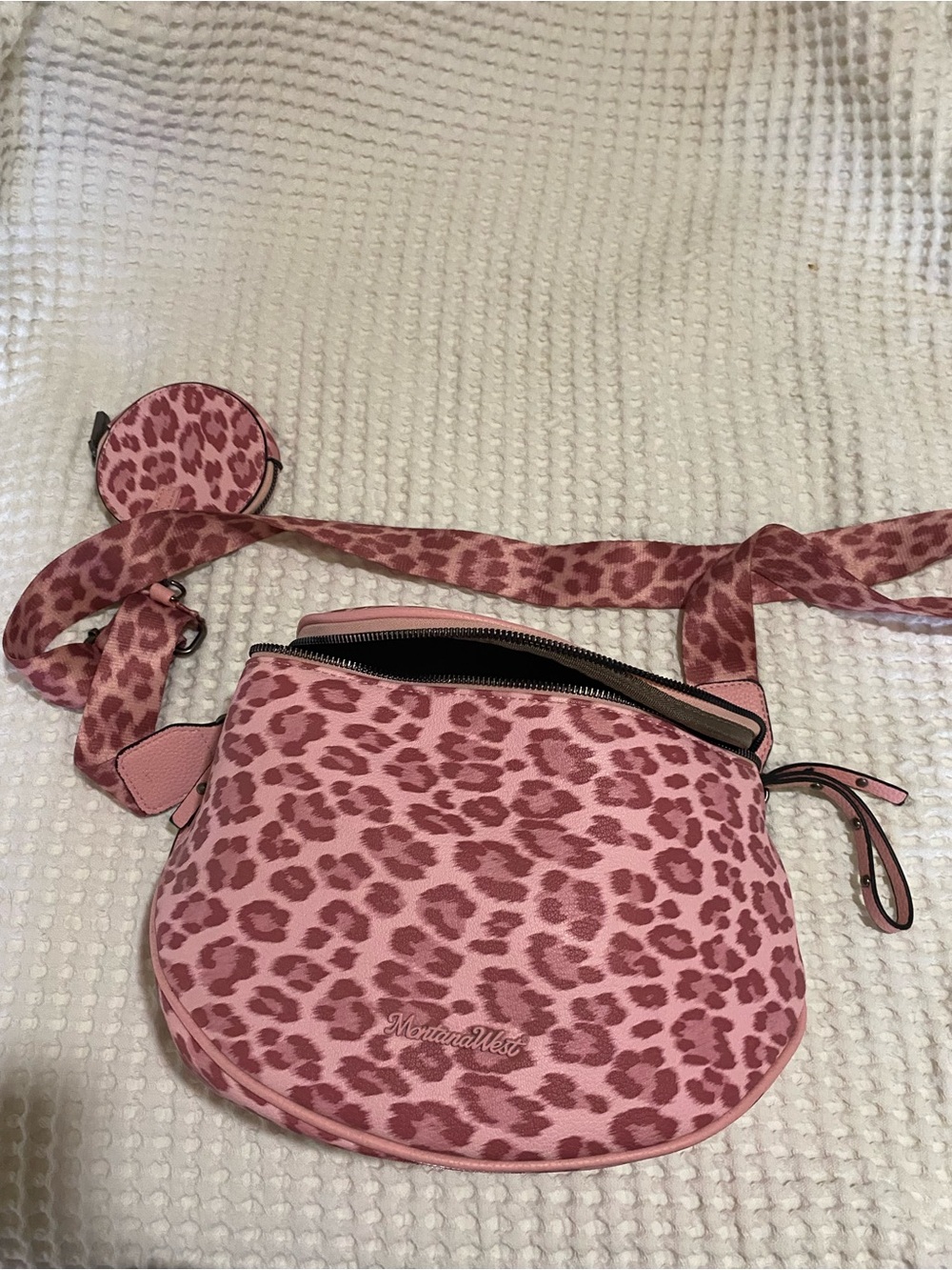 Montana West Pink Leopard Print Crossbody with Coin Pouch